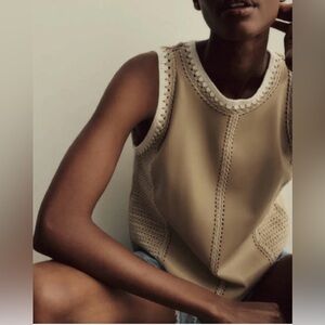 NWT MELISSA NEPTON Naru vegan leather and crochet tank top size small designer